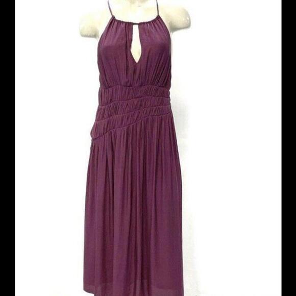 NWT Anthropology Size 0 Moulinette Soeurs Halter Midi Dress NWT Color Plum/Prune - Picture 1 of 5
